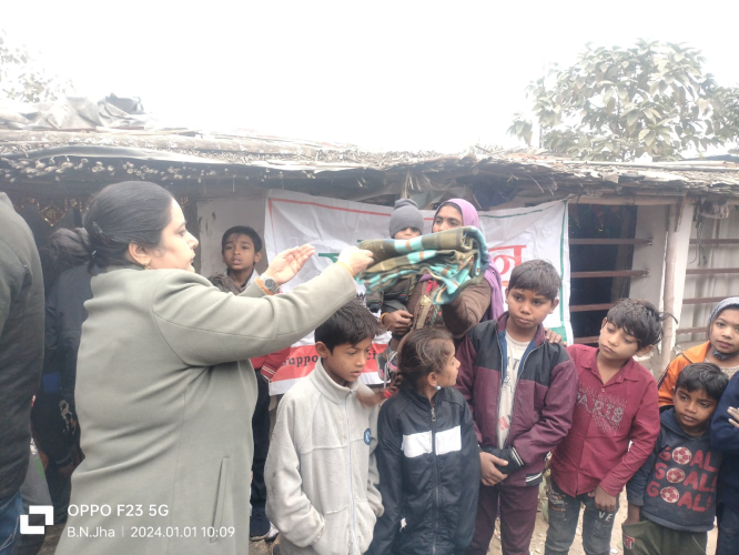 Cloths Distribution in Sarnarthi Camp on New Year