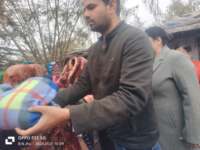 Cloths Distribution in Sarnarthi Camp on New Year