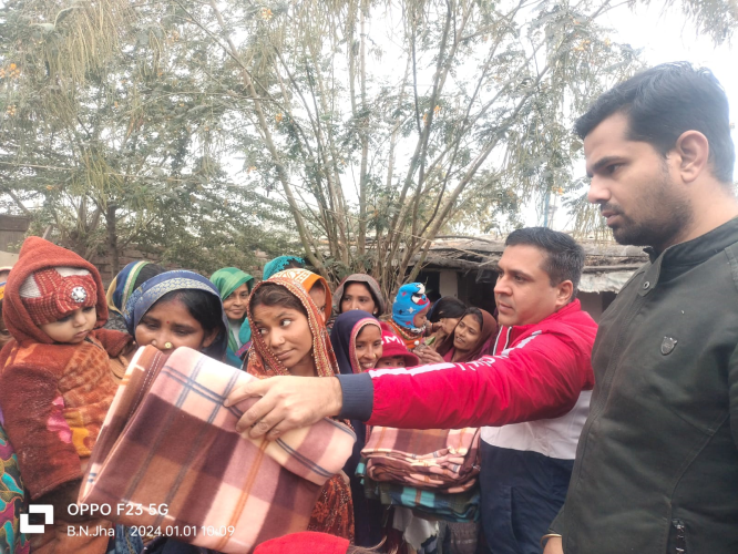 Cloths Distribution in Sarnarthi Camp on New Year