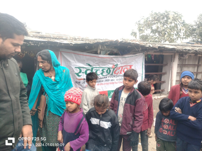 Cloths Distribution in Sarnarthi Camp on New Year
