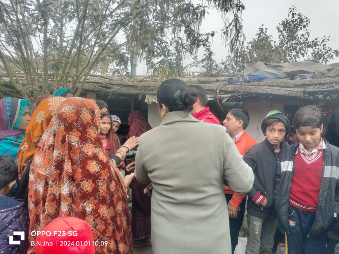 Cloths Distribution in Sarnarthi Camp on New Year