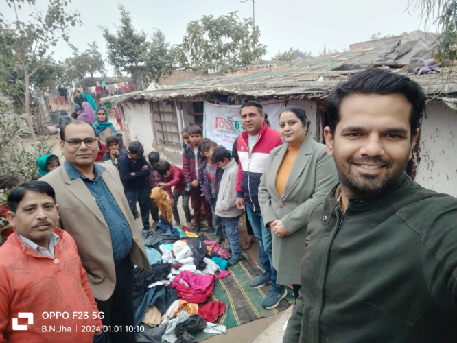 Cloths Distribution in Sarnarthi Camp on New Year