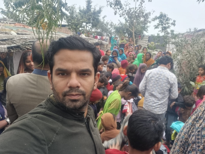 Cloths Distribution in Sarnarthi Camp on New Year