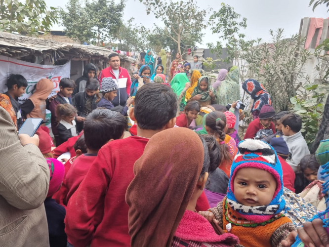 Cloths Distribution in Sarnarthi Camp on New Year