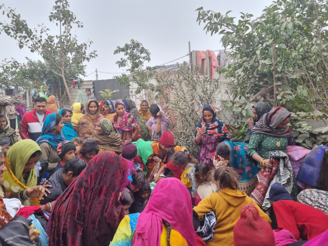 Cloths Distribution in Sarnarthi Camp on New Year